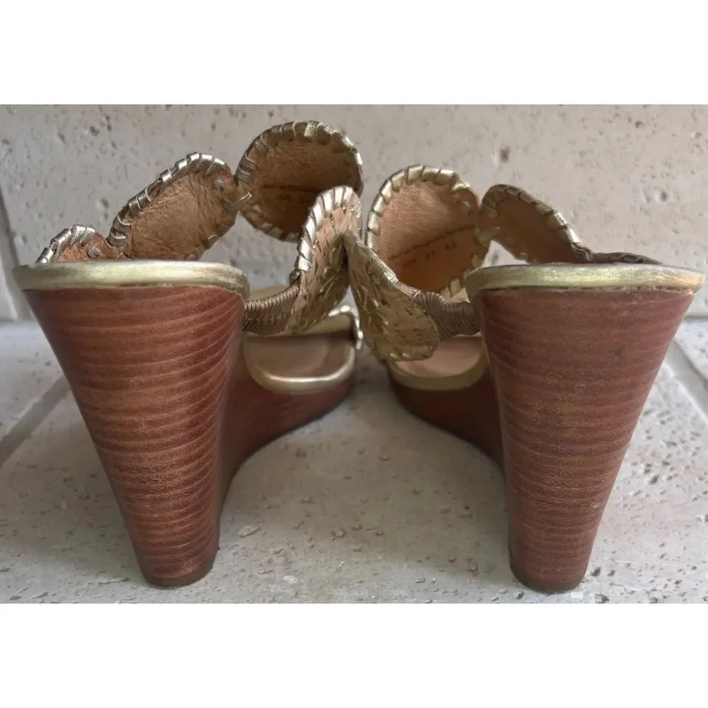 Jack Rogers Women’s Jacks Cork Gold Fleck Lucia Wedge Sandals Size 11